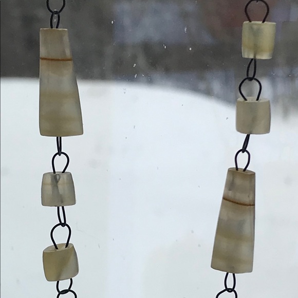 Vintage Moss Agate 3 Line Stone Beads Necklace - Picture 2 of 8